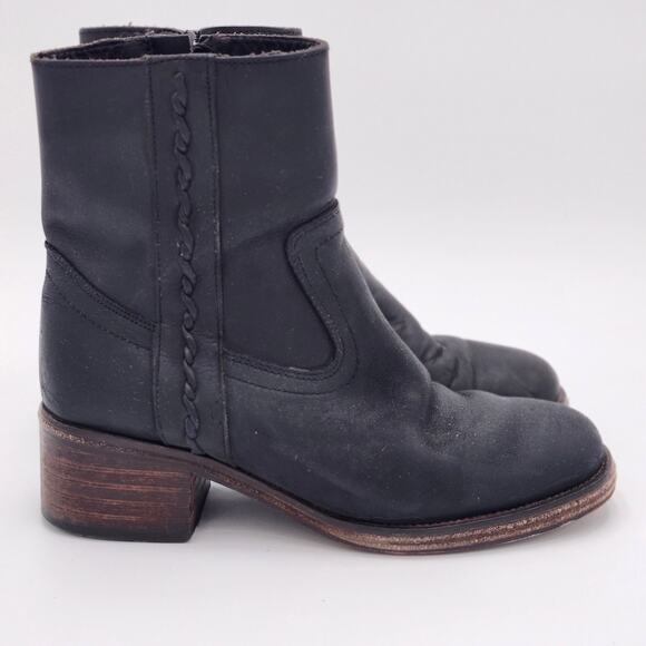 Zodiac Leather Block Heel Black Western Boho Side Zip Boots Womens 9 S0058 - Picture 9 of 10